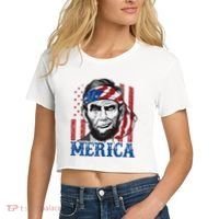 Merica Abraham Lincoln American Flag Women's Crop Top Tee thumb 2