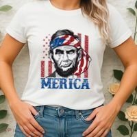 Merica Abraham Lincoln American Flag Women's T-Shirt thumb 2