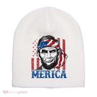 Merica Abraham Lincoln American Flag Short Acrylic Beanie thumb 0
