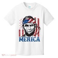 Merica Abraham Lincoln American Flag Kids T-Shirt thumb 0