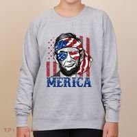 Merica Abraham Lincoln 4th Of July American Flag Women's Sweatshirt thumb 0