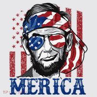 Merica Abraham Lincoln 4th Of July American Flag Womens Funnel Neck Pullover Hood thumb 2