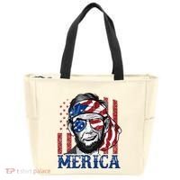 Merica Abraham Lincoln 4th Of July American Flag Tote Bag thumb 0