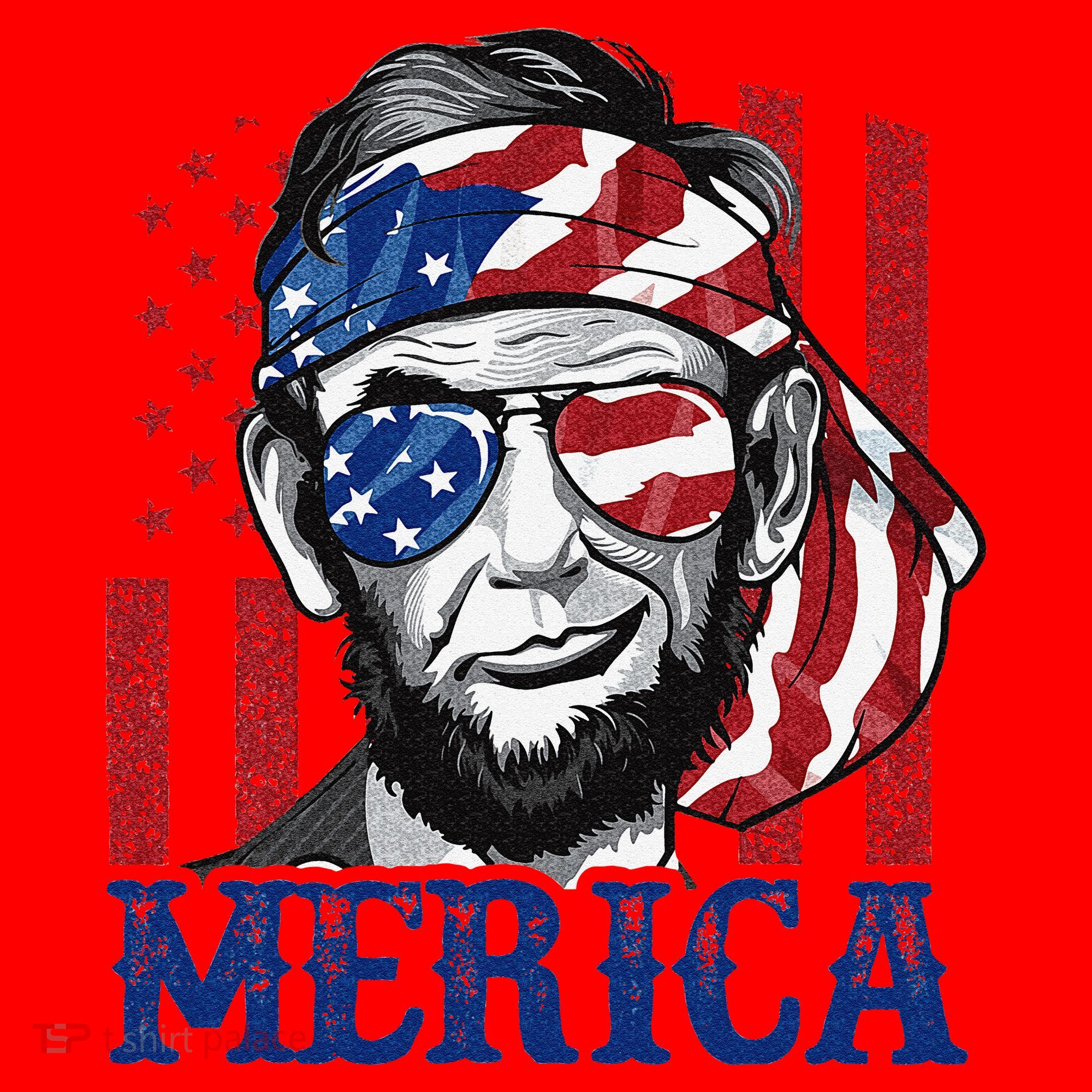 Merica Abraham Lincoln 4th Of July American Flag Santa Hat