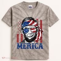 Merica Abraham Lincoln 4th Of July American Flag Kids Tie-Dye T-Shirt thumb 0