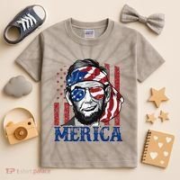 Merica Abraham Lincoln 4th Of July American Flag Kids Tie-Dye T-Shirt thumb 2