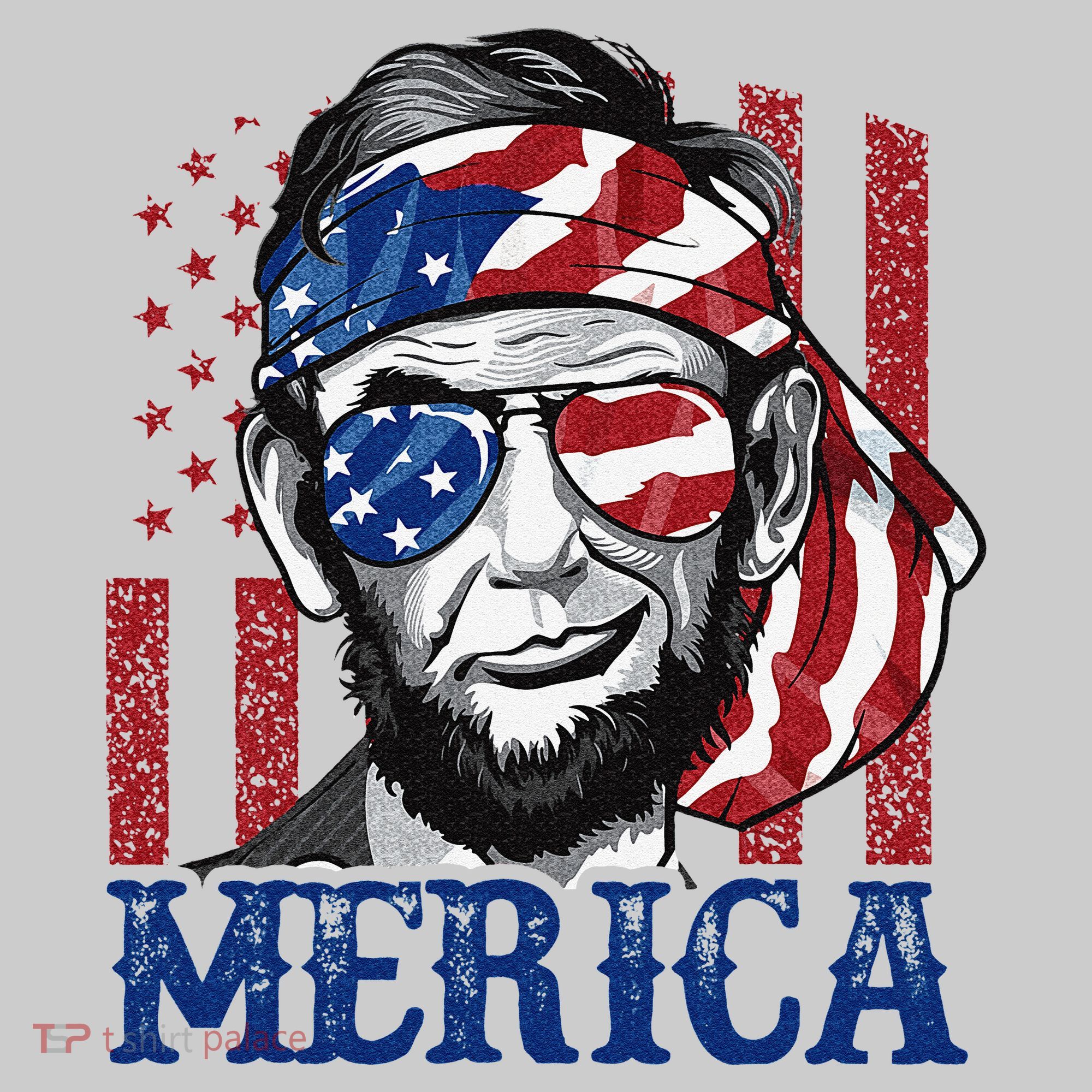 Merica Abraham Lincoln 4th Of July American Flag Kids Tie-Dye T-Shirt