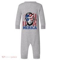 Merica Abraham Lincoln 4th Of July American Flag Infant Fleece One Piece thumb 0