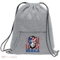 Merica Abraham Lincoln 4th Of July American Flag Sweatshirt Cinch Pack Bag thumb 0
