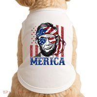Merica Abraham Lincoln 4th Of July American Flag Doggie Tank thumb 0