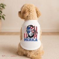 Merica Abraham Lincoln 4th Of July American Flag Doggie Tank thumb 2