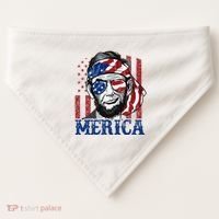 Merica Abraham Lincoln 4th Of July American Flag USA-Made Doggie Bandana thumb 0