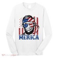 Merica Abraham Lincoln 4th Of July American Flag Long Sleeve Shirt thumb 0
