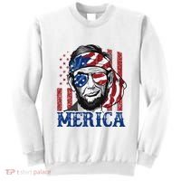 Merica Abraham Lincoln 4th Of July American Flag Sweatshirt thumb 0