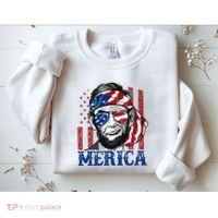 Merica Abraham Lincoln 4th Of July American Flag Sweatshirt thumb 2