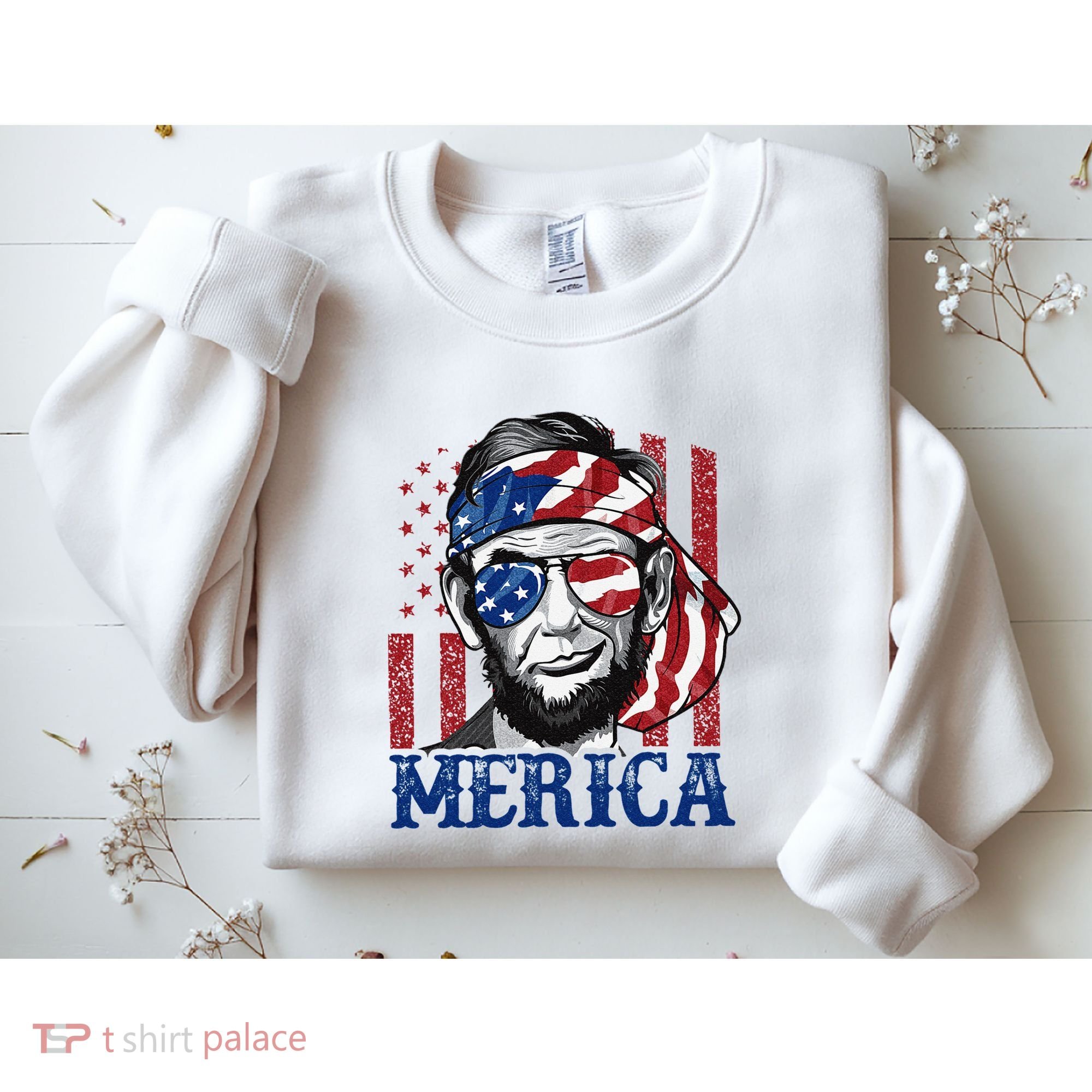 Merica Abraham Lincoln 4th Of July American Flag Sweatshirt