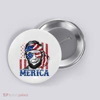 Merica Abraham Lincoln 4th Of July American Flag Button thumb 0