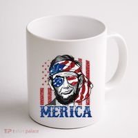 Merica Abraham Lincoln 4th Of July American Flag Coffee Mug thumb 1