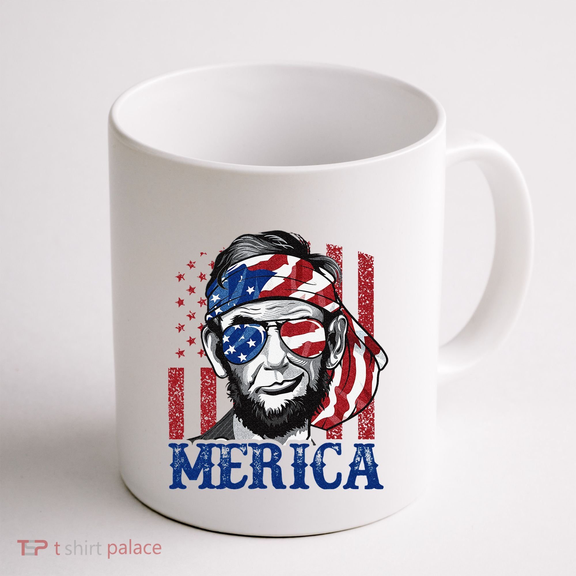 Merica Abraham Lincoln 4th Of July American Flag Coffee Mug