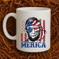 Merica Abraham Lincoln 4th Of July American Flag Coffee Mug thumb 2
