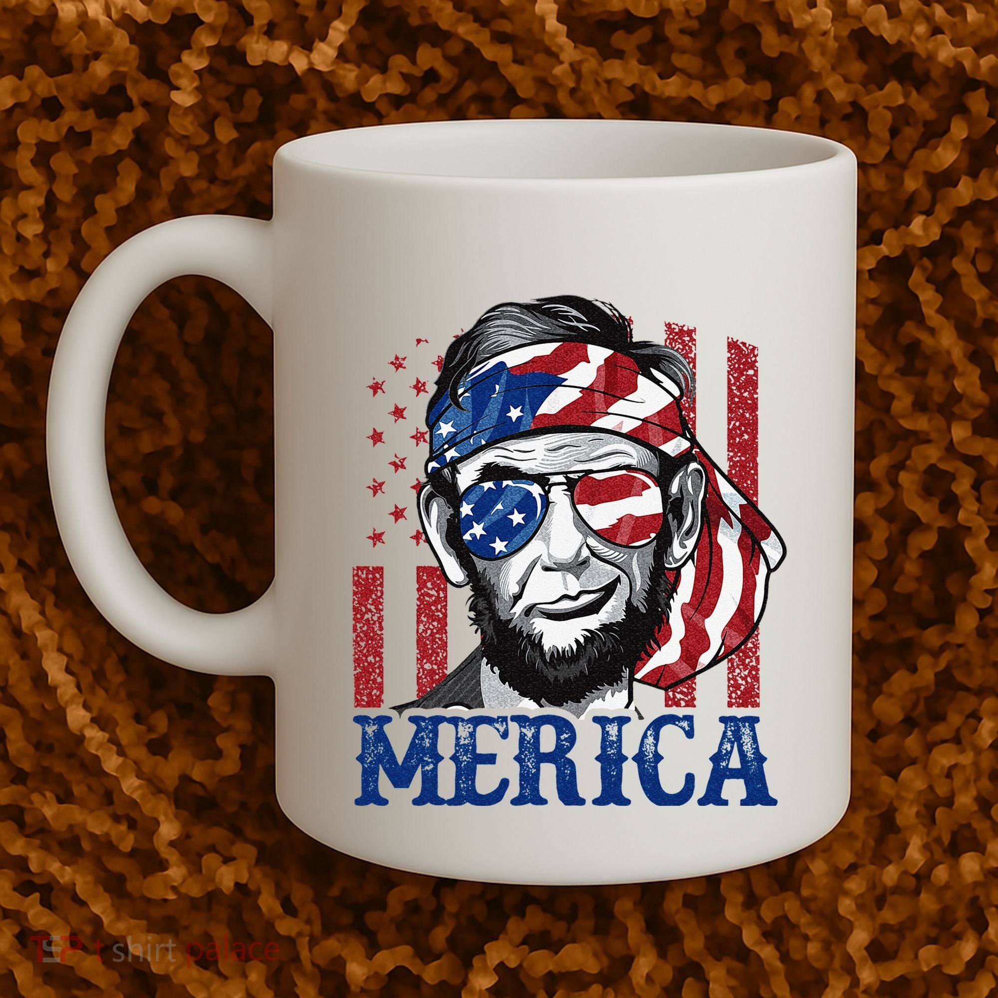 Merica Abraham Lincoln 4th Of July American Flag Coffee Mug