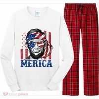 Merica Abraham Lincoln 4th Of July American Flag Long Sleeve Pajama Set thumb 0