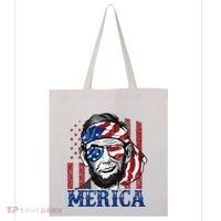 Merica Abraham Lincoln 4th Of July American Flag Tote Bag thumb 0