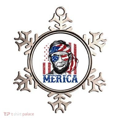 Merica Abraham Lincoln 4th Of July American Flag Ornament