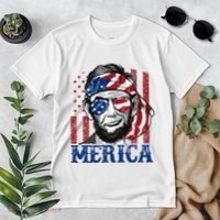 Merica Abraham Lincoln 4th Of July American Flag Premium T-Shirt thumb 2