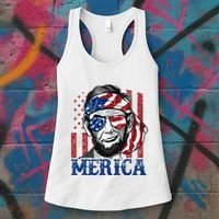 Merica Abraham Lincoln 4th Of July American Flag Women's Tank Top thumb 3