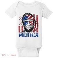 Merica Abraham Lincoln 4th Of July American Flag Baby Bodysuit thumb 0