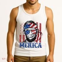 Merica Abraham Lincoln 4th Of July American Flag Tank Top thumb 3