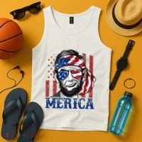 Merica Abraham Lincoln 4th Of July American Flag Tank Top thumb 4