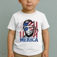 Merica Abraham Lincoln 4th Of July American Flag Toddler T-Shirt thumb 2