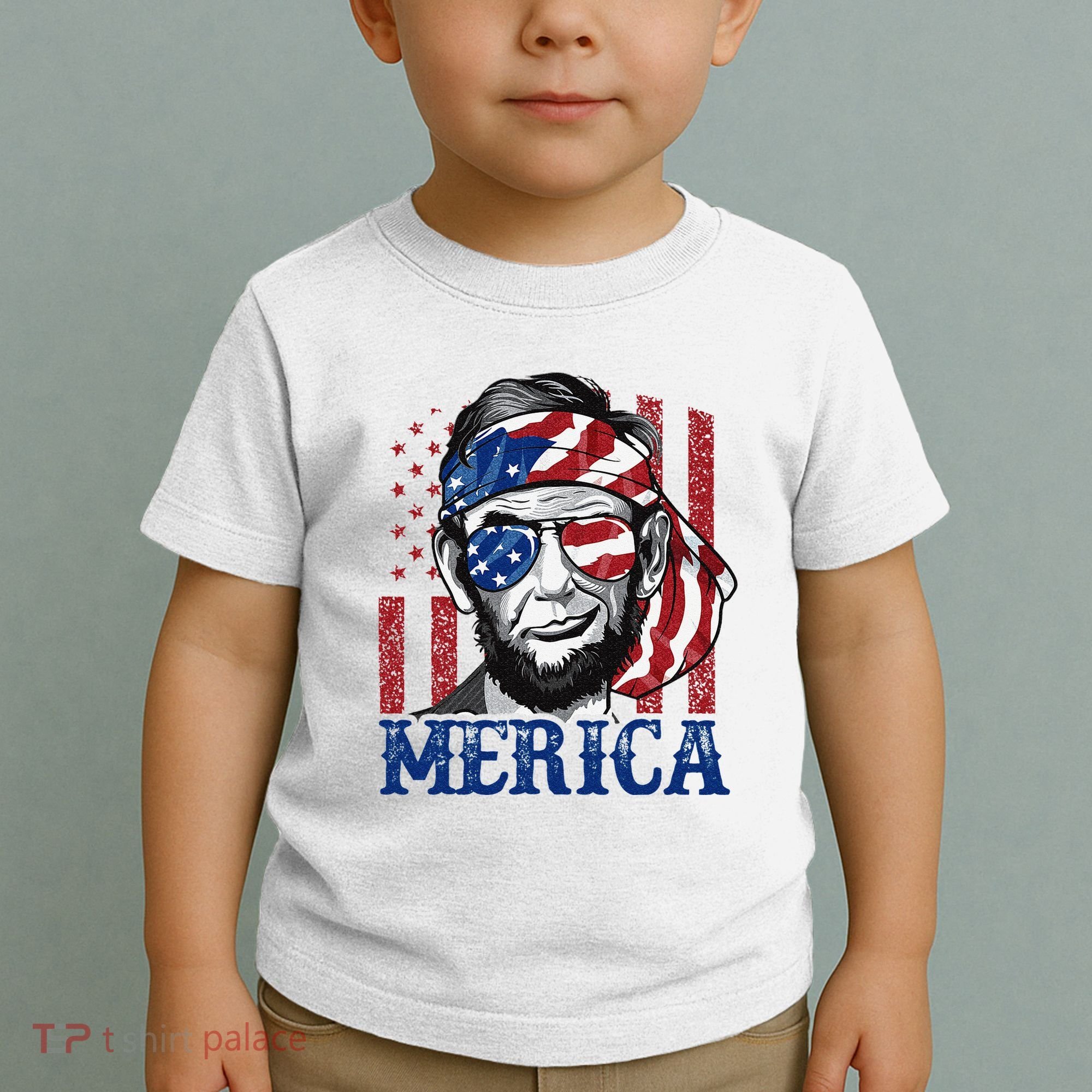 Merica Abraham Lincoln 4th Of July American Flag Toddler T-Shirt