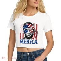 Merica Abraham Lincoln 4th Of July American Flag Women's Crop Top Tee thumb 2