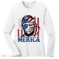 Merica Abraham Lincoln 4th Of July American Flag Women's Long Sleeve Shirt thumb 0