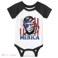 Merica Abraham Lincoln 4th Of July American Flag Infant Baby Jersey Bodysuit thumb 0