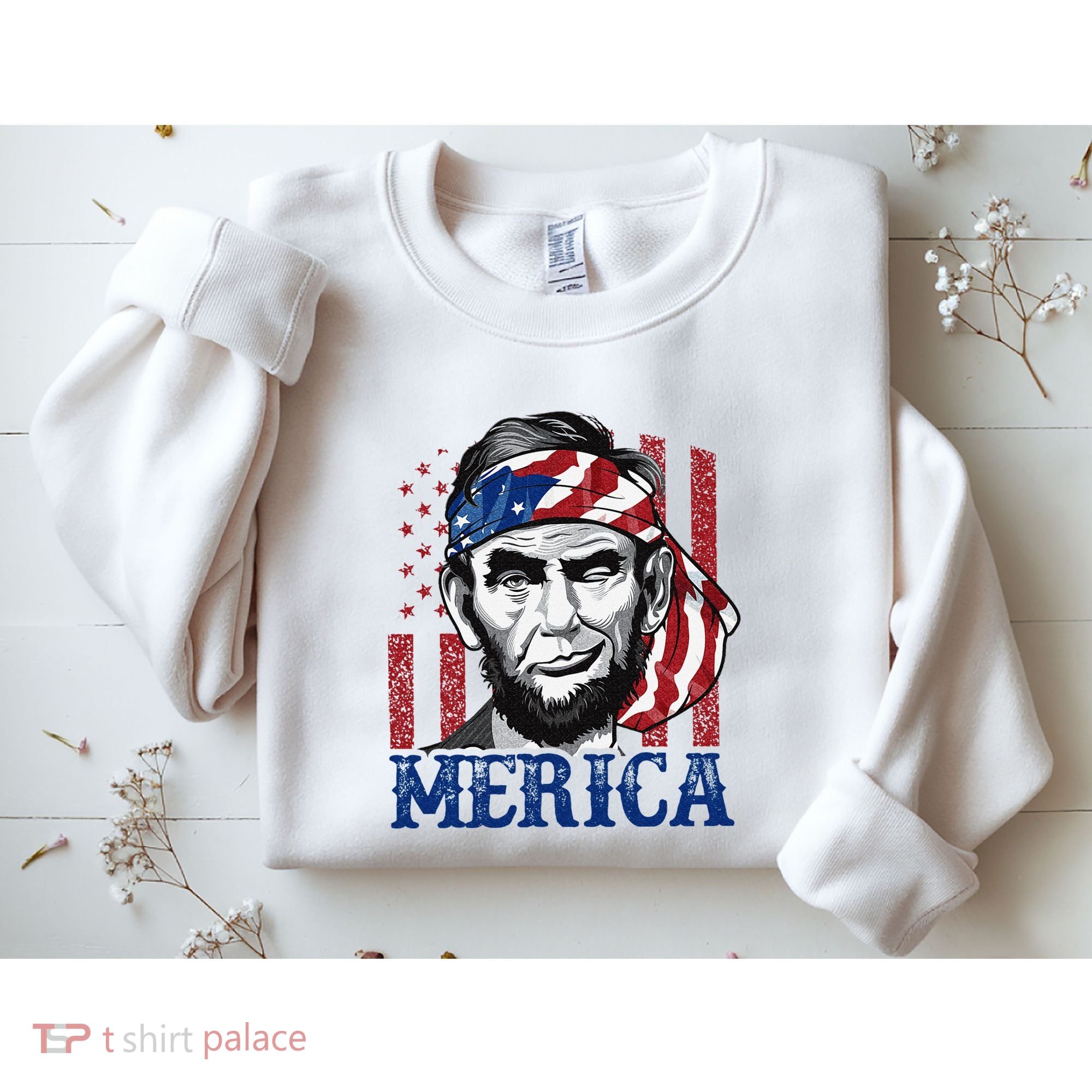 Merica Abraham Lincoln 4th Of July American Flag Sweatshirt