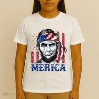 Merica Abraham Lincoln 4th Of July American Flag T-Shirt thumb 4