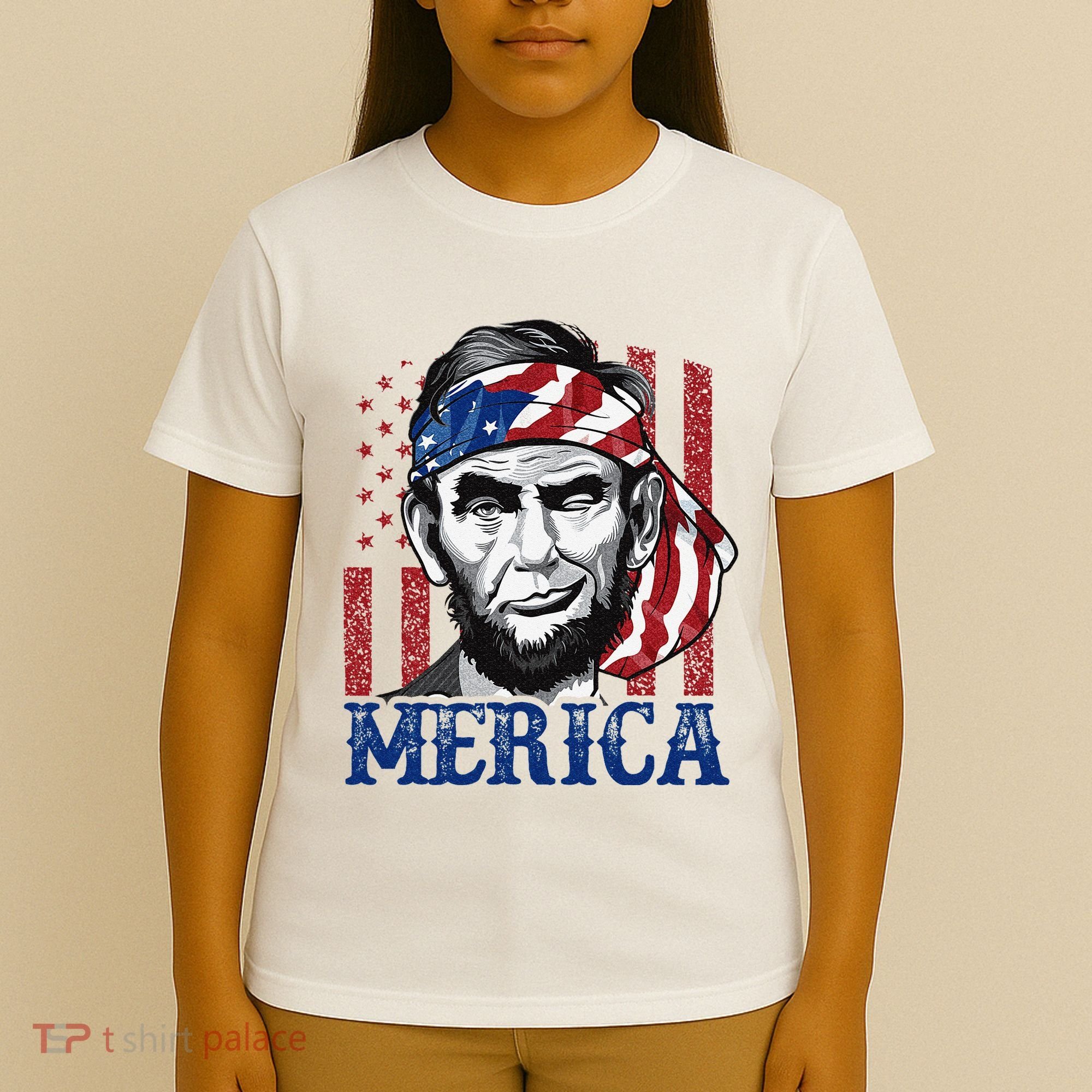 Merica Abraham Lincoln 4th Of July American Flag T-Shirt