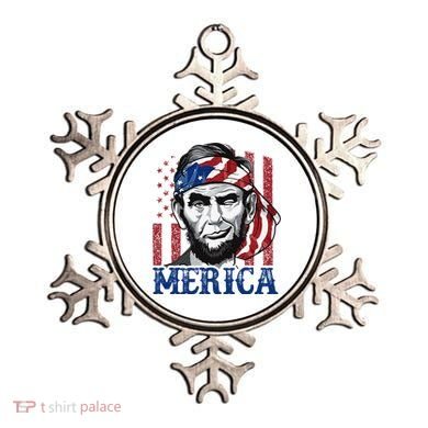 Merica Abraham Lincoln 4th Of July American Flag Ornament