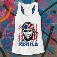 Merica Abraham Lincoln 4th Of July American Flag Women's Tank Top thumb 3