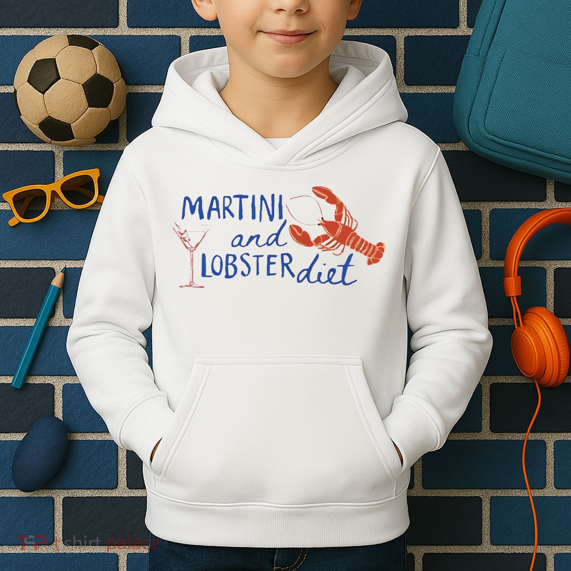 Martini And Lobster Diet Martini Aesthetic Fisherman Core Kids Hoodie