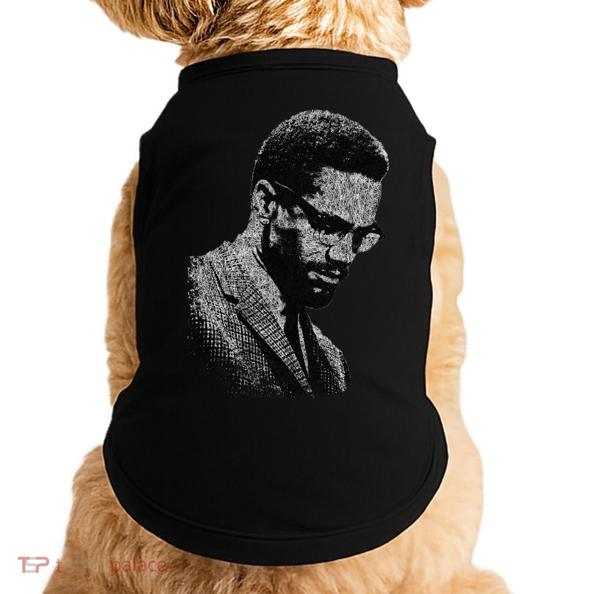 Malcolm X Black And White Portrait Doggie Tank