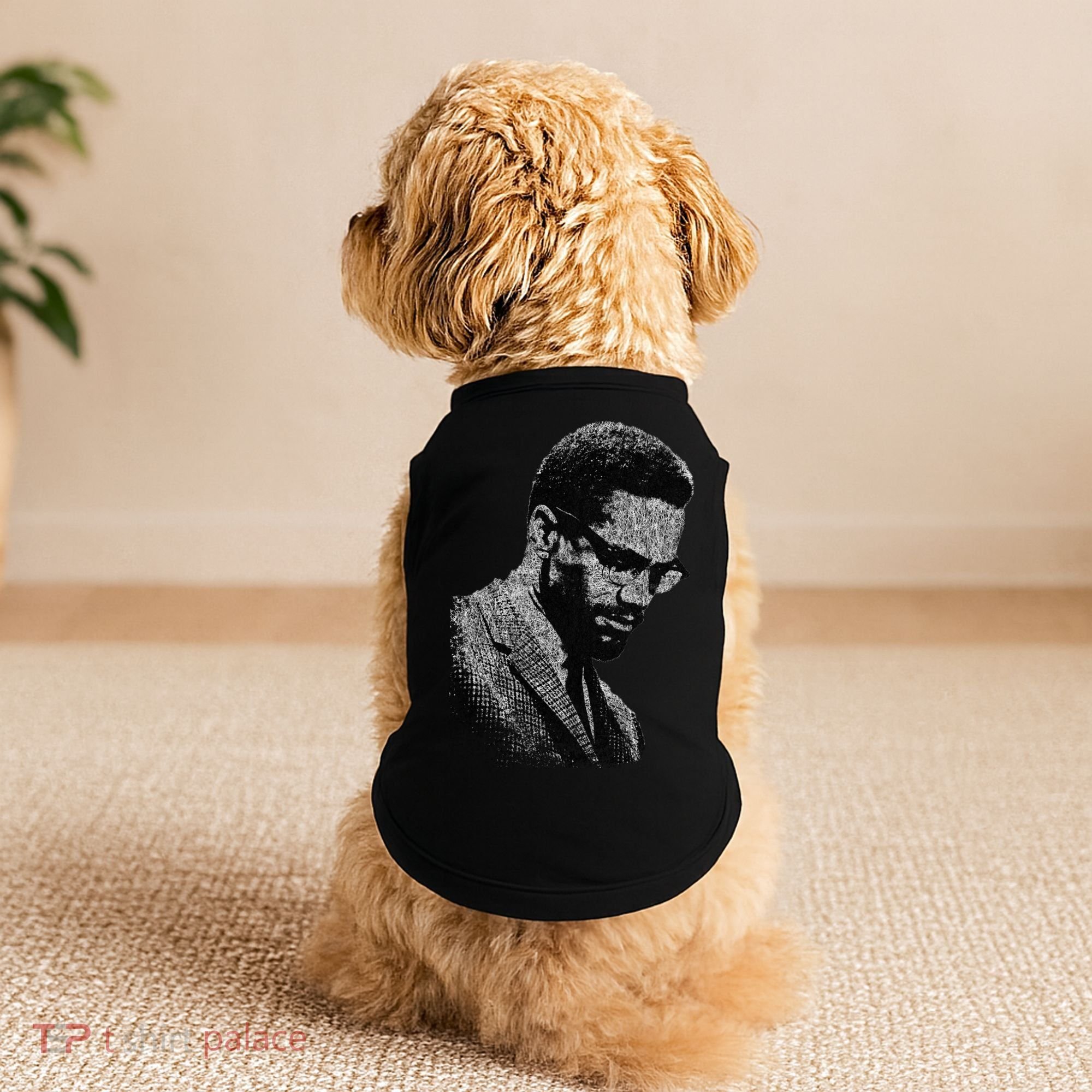 Malcolm X Black And White Portrait Doggie Tank
