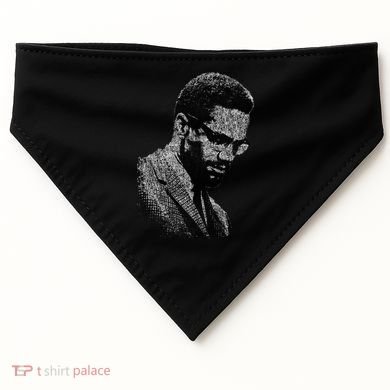 Malcolm X Black And White Portrait USA-Made Doggie Bandana