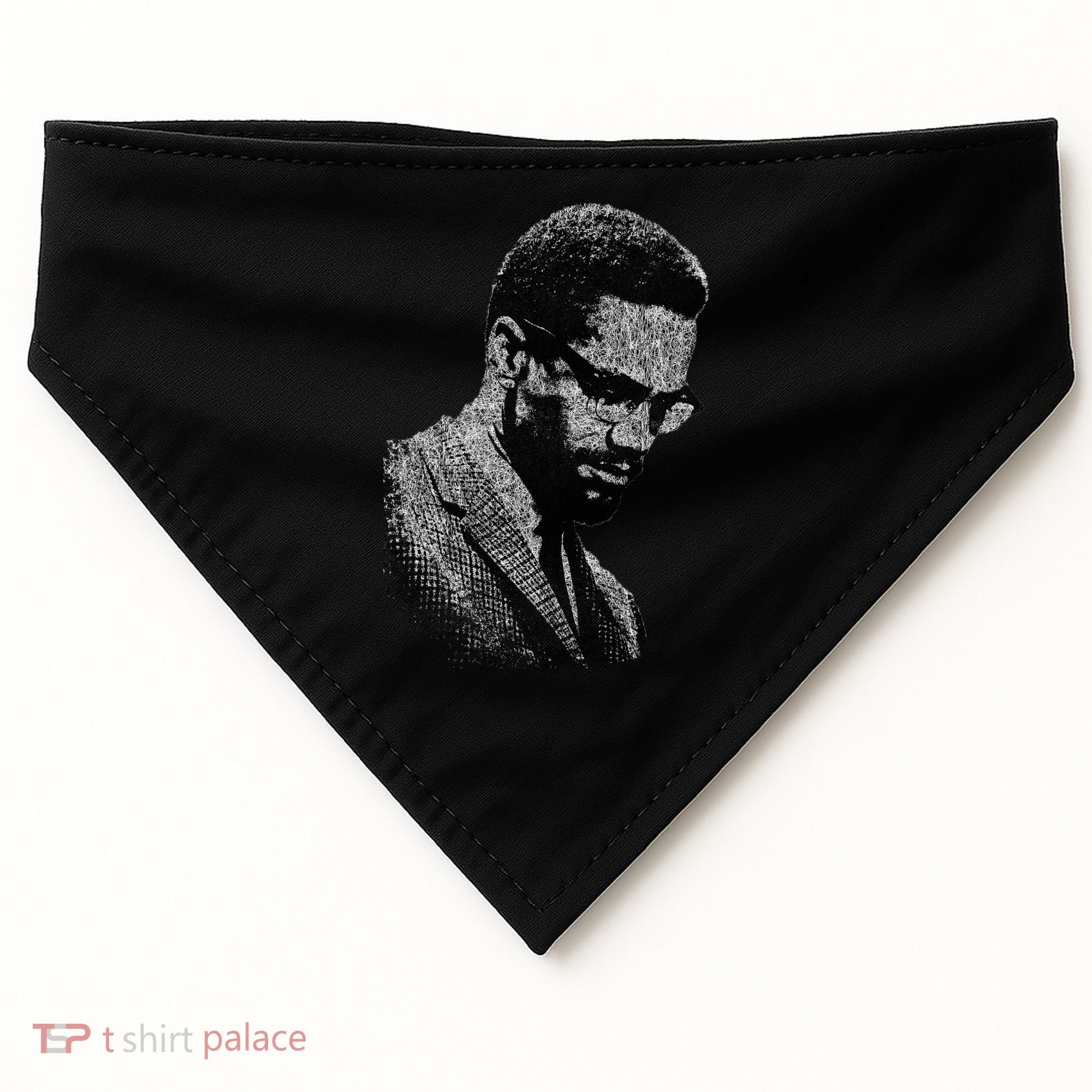 Malcolm X Black And White Portrait USA-Made Doggie Bandana