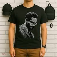 Malcolm X Black And White Portrait T-Shirt thumb 6