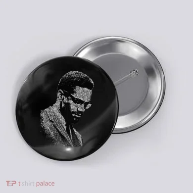Malcolm X Black And White Portrait Button